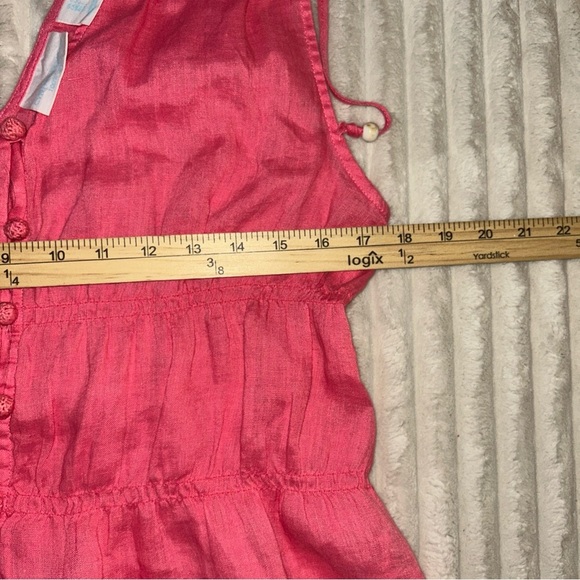 Cynthia Rowley Pink Button-Front Blouse Linen Large - Picture 6 of 8